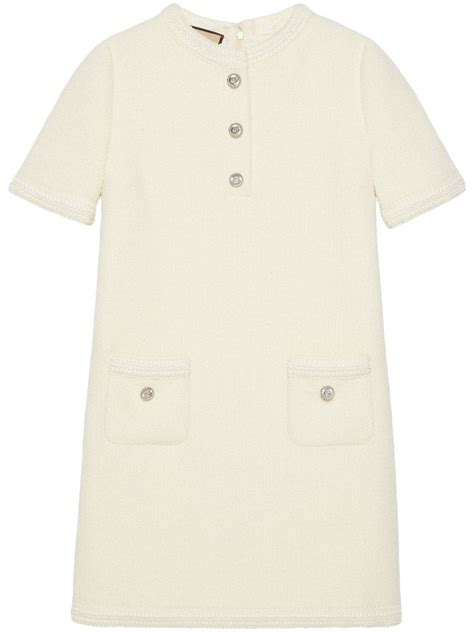 Gucci Short Sleeves Wool Tweed Dress Farfetch