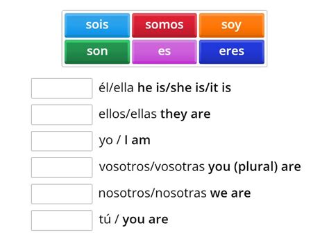 El Verbo Ser To Be Match Up
