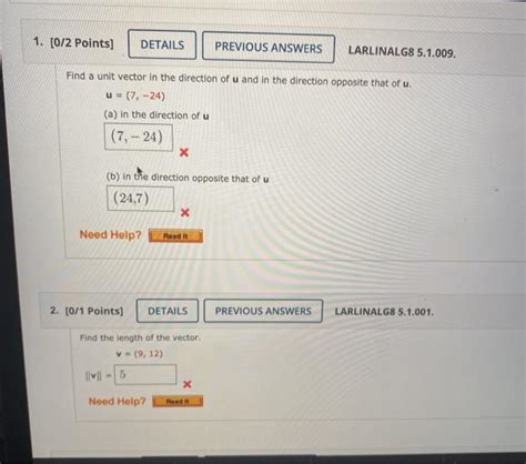 Solved 1 [0 2 Points Details Previous Answers Larlinalg8