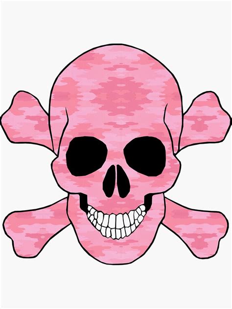 Pink Camouflage Skull And Crossbones Sticker For Sale By Atteestude