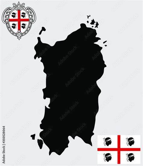 Sardinia Map Vector Silhouette Illustration Isolated On White