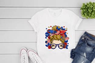 America Messy Bun Yellow Hair Design Graphic By Beleo Art Creative