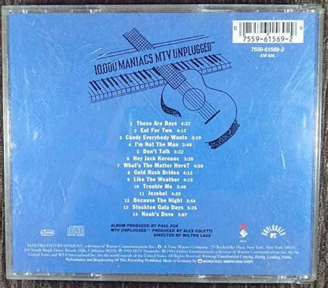 10000 Maniacs Mtv Unplugged 1993 Album Pre Owned Elektra