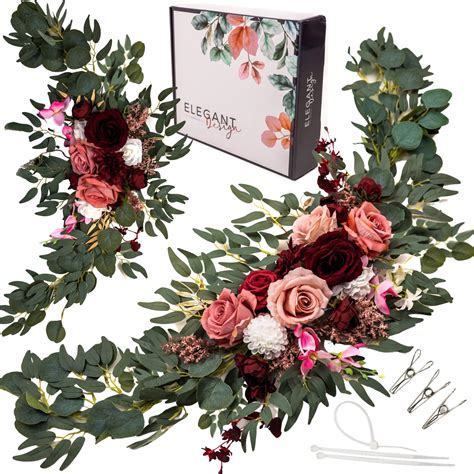 Amazon ICBOX Flower Swags 2pcs Burgundy Wedding Flowers