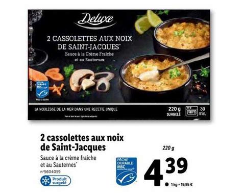 Promo 2 Cassolettes Aux Noix De Saint Jacques Deluxe Chez Lidl