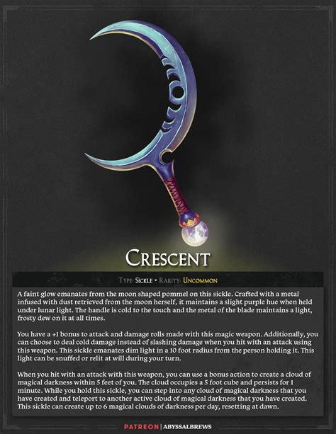 [OC][Art] Crescent | Sickle, Uncommon - Cut through your foes and disappear just as quickly : r/DnD