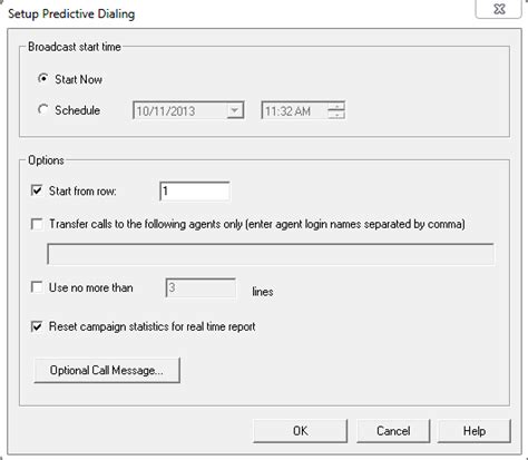 Predictive Dialer Campaign Options