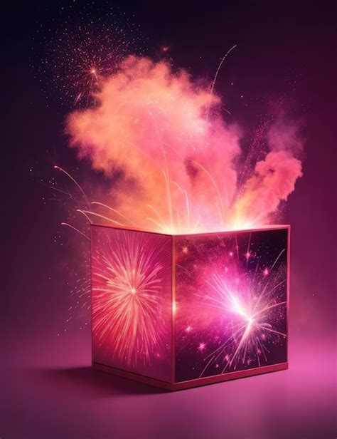 Premium Ai Image A Fireworks Pink Box Background