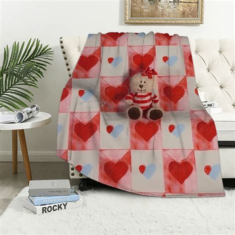 Eastsmooth Valentines Day Throw Blanket With T Bag Red White Check