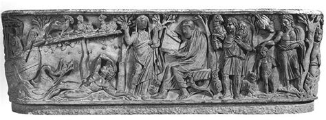 Sculpture Sarcophagus With Philosopher Orant And Old And New Testament Scenes From Santa