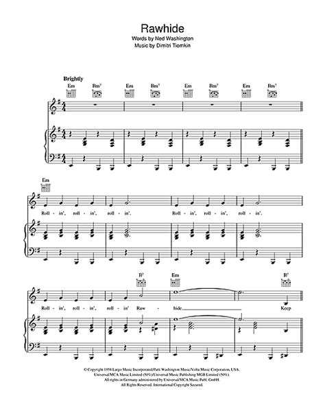 The Blues Brothers 'Rawhide' Sheet Music and Printable PDF Music Notes ...