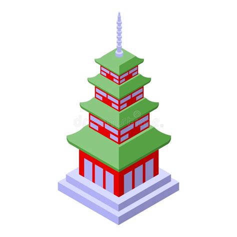 Wood Pagoda Icon Isometric Vector Asian Building Stock Vector