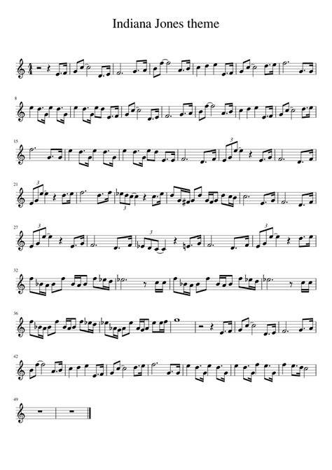 Indiana Jones Theme Musescore Trumpet Sheet Music Saxophone Sheet