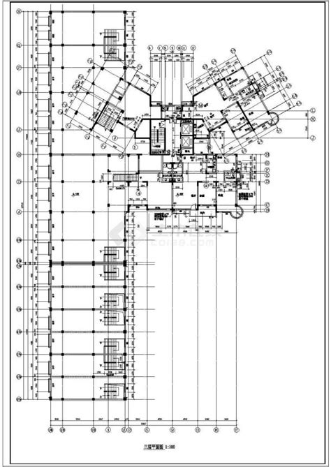 青岛市某经典十五层住宅楼建筑施工cad布置图住宅小区土木在线