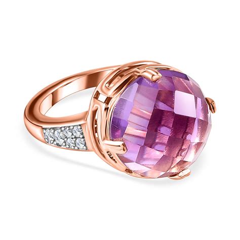 AA Rose De France Amethyst Weißer Zirkon Ring 925 Silber