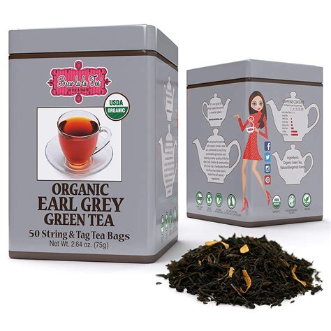 Brew La La Organic Low Caffeine Gourmet Teaearl Grey Green Tea 50 Bags