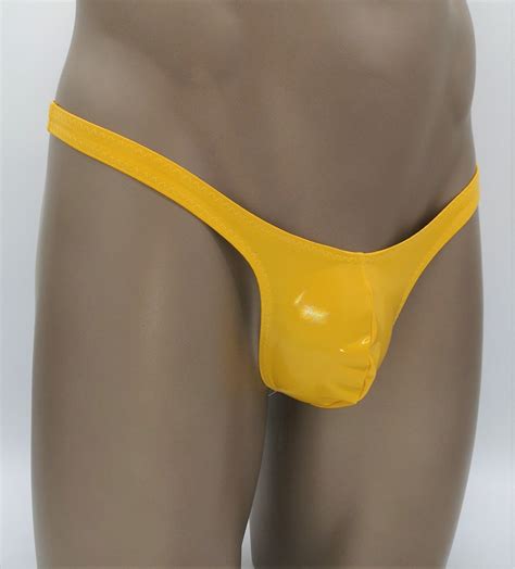 Men Stretch Vinyl Mini Bikini String Bathing String Thong Briefs Jp