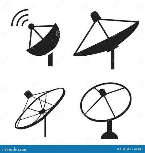 Sistema Del Icono De La Antena Parab Lica De La Silueta Ilustraci N Del