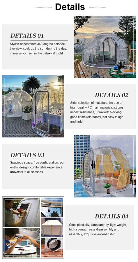 Hot Selling Pc Polycarbonate Clear Skylight Outdoor Bubble Room For