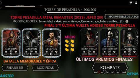 TORRE PESADILLA FATAL REMASTER 2023 JEFES 200 FINAL 5Y ÚLTIMA