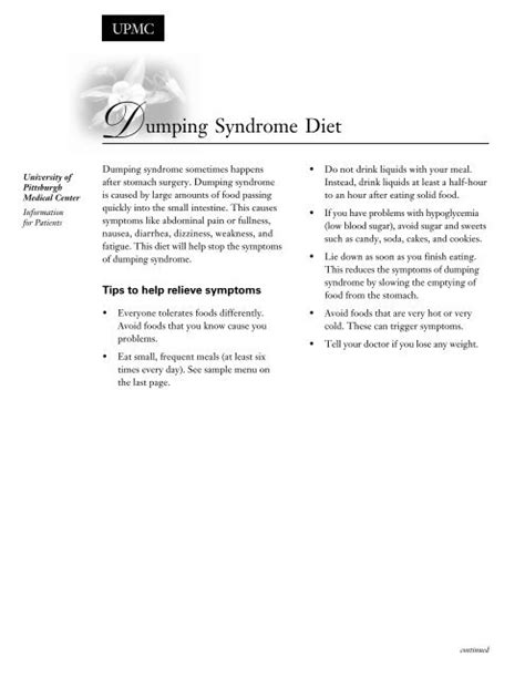 Dumping Syndrome Diet - Ochsner.org