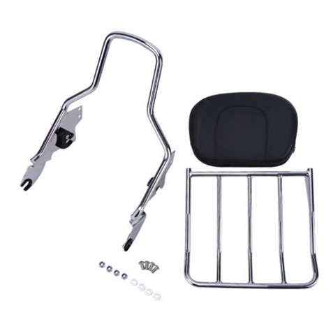 Chrome Detachable Sissy Bar Backrest Pad With Luggage Rack For Harley