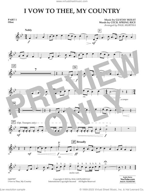 I Vow To Thee My Country Arr Paul Murtha Sheet Music Complete