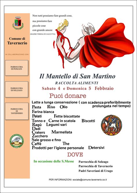 Tavernerio Raccolta Alimenti Per Il Mantello Di San Martino News