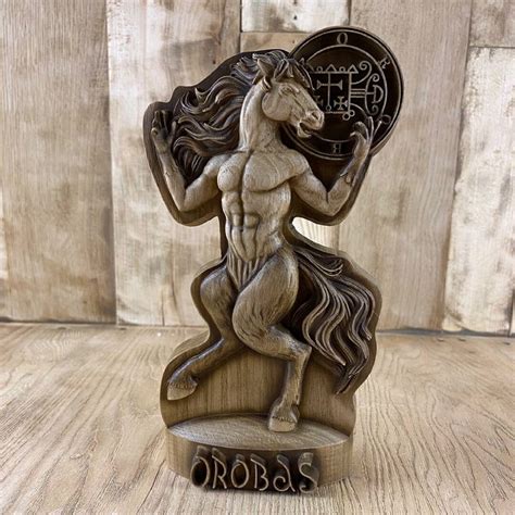 Demon Orobas Goetia Demon Statue Goth Decor Wooden Statue Wood