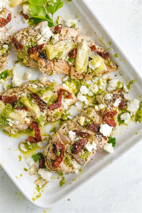 Best Grilled Chicken Recipe With Artichokes Sun Dried Tomatoes And Feta Andie Mitchell