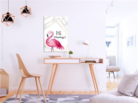 Wandbild Rose Im Geometrischen Rahmen 1 Teilig Flamingo Vor Einer