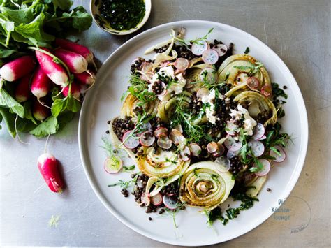 Fenchel Linsen Salat mit geschmorten Radieschen Küchenlounge