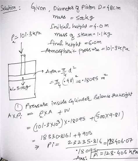 [Solved] Consider a piston cylinder arrangement. The piston is 48cm in ...