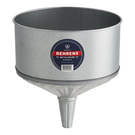 Behrens 12 Qt Galvanized Steel Funnel With Anti Swirl Ribbing And