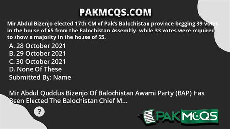 Mir Abdul Bizenjo Elected 17th Cm Of Paks Balochistan Province Begging