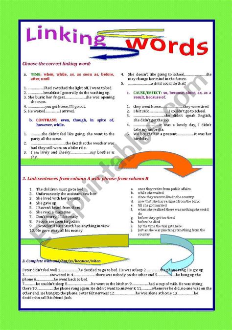 Linking Words Esl Worksheet By Patties