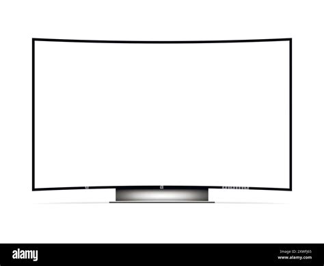 White Screen Curved Led Tv Mockup Vector Illustration Stock Vector