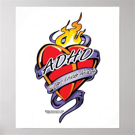 Adhd Tattoo Heart Posters Zazzle