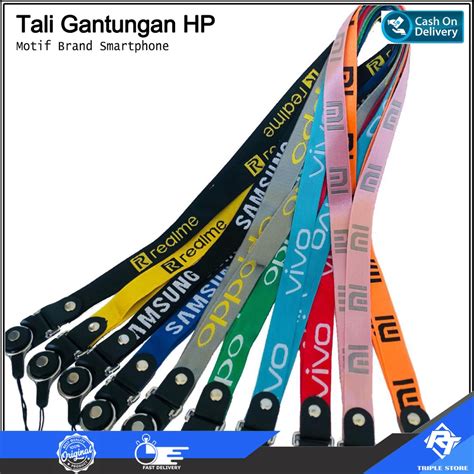 Jual Tali Gantungan HP Motif Brand Smartphone Tali Lanyard Gantungan Hp