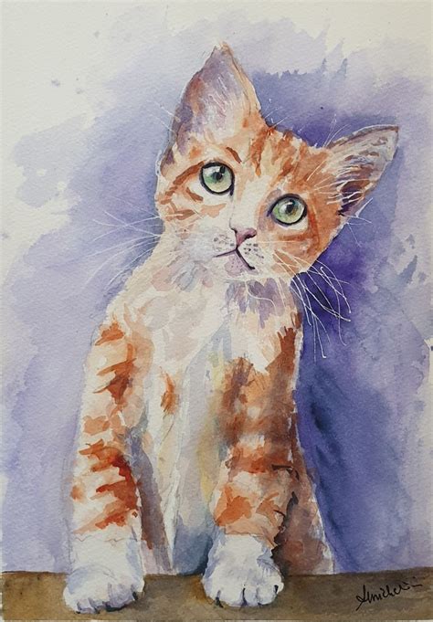 Ginger Kitten Cat Original Watercolor Painting Tabby Kitten Etsy Sweden