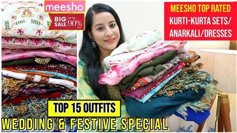 Meesho Haul Starting 515Meesho Latest Festive Wedding Kurti Kurta Set