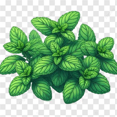 D Fresh Mint Herb Leaves Onthe Transparent Background Fresh Mint Herb