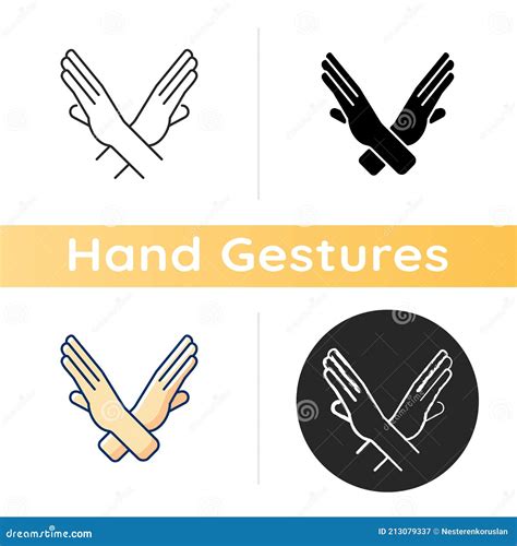 Crossed Arms Stop Gesture Icon Stock Vector Illustration Of Linear