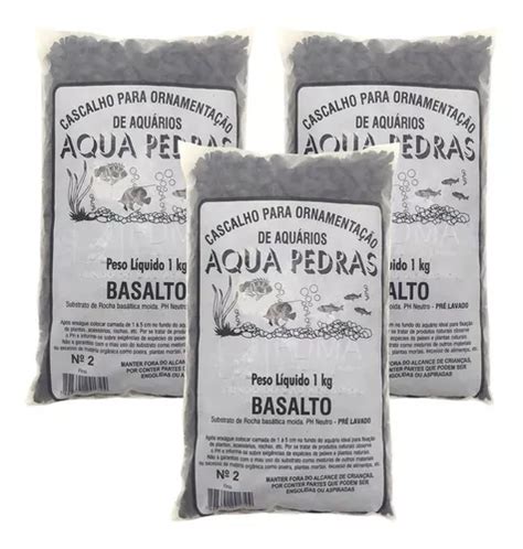 Kit Substrato Preto Aquários E Jardins 3x 1kg Basalto N2