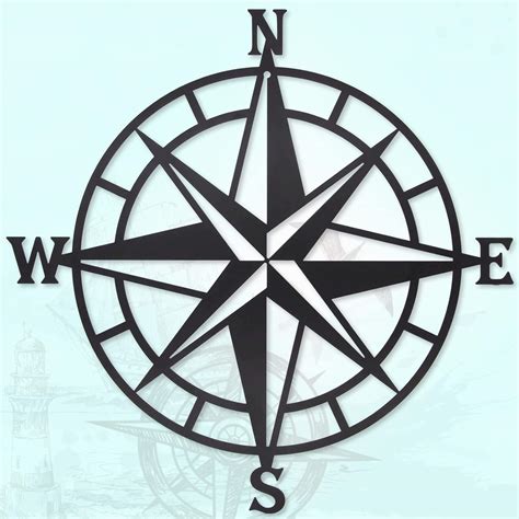 Resama Black Metal Décorative Nautical Compass Wall Decor Indoor Or Outdoor Wall