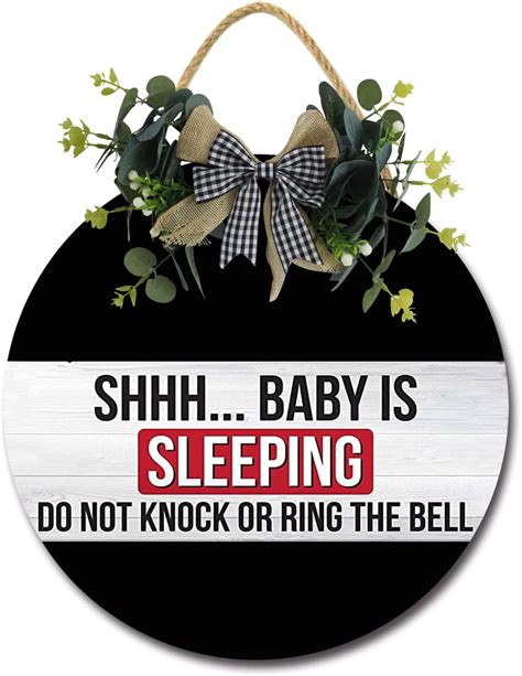 Eveokoki Shh Baby Is Sleeping Do Not Disturb Round Wooden Door