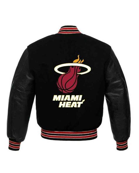 NBA Miami Heat Black Wool Leather Jacket | la jacket