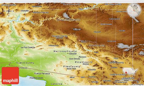 Physical Panoramic Map Of Arizona