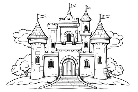 Childlike Drawing of Magical Castle AI Generated Stock Illustration - Illustration of book ...