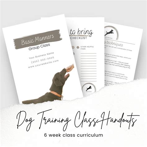 Dog Training Class Template Dog Training Group Class Handouts Clicker ...